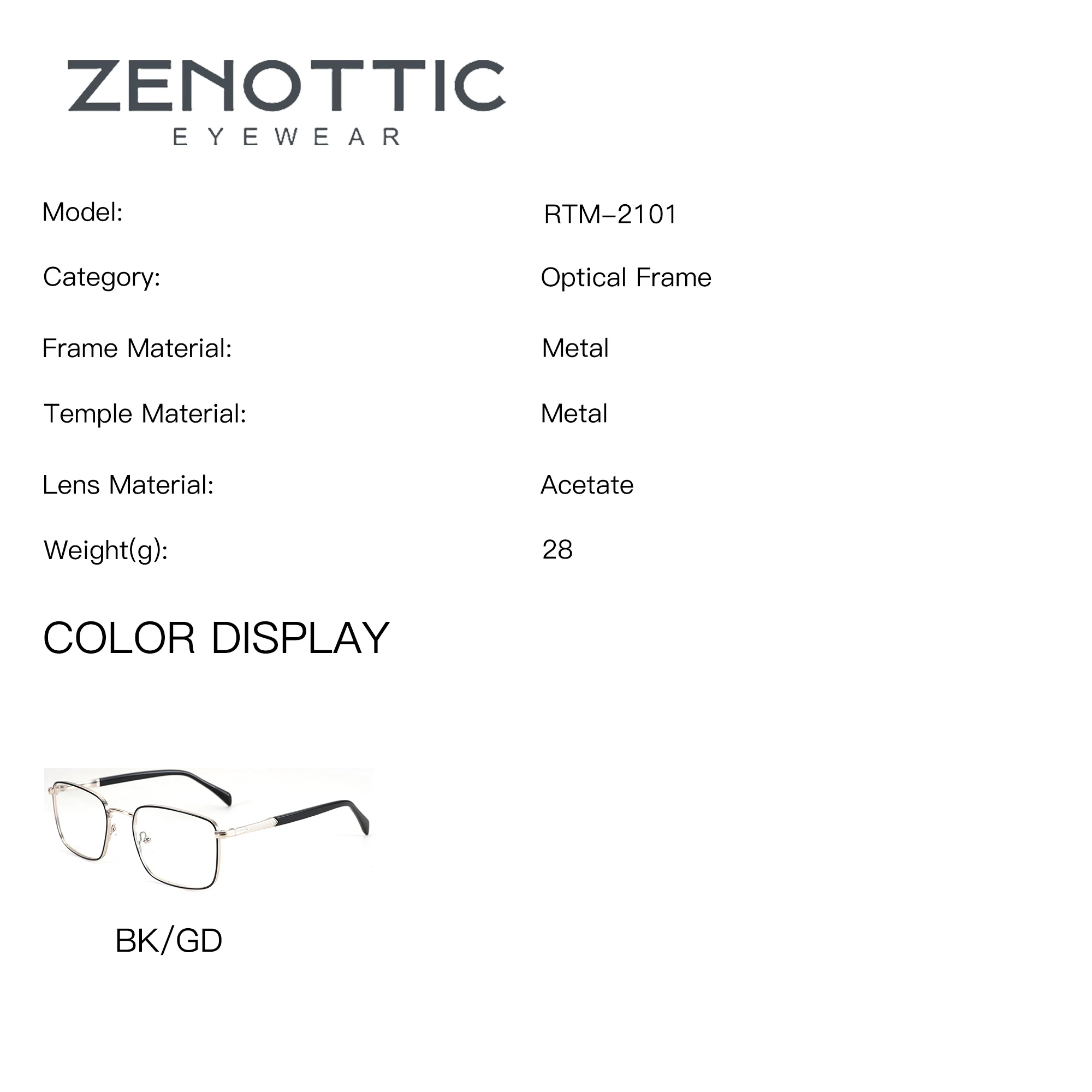 ZENOTTIC (XL Size) Metal Rectangle Prescription Eyeglasses For Men Anti Blue Light Astigmatism Myopia Optical Glasses for Sight