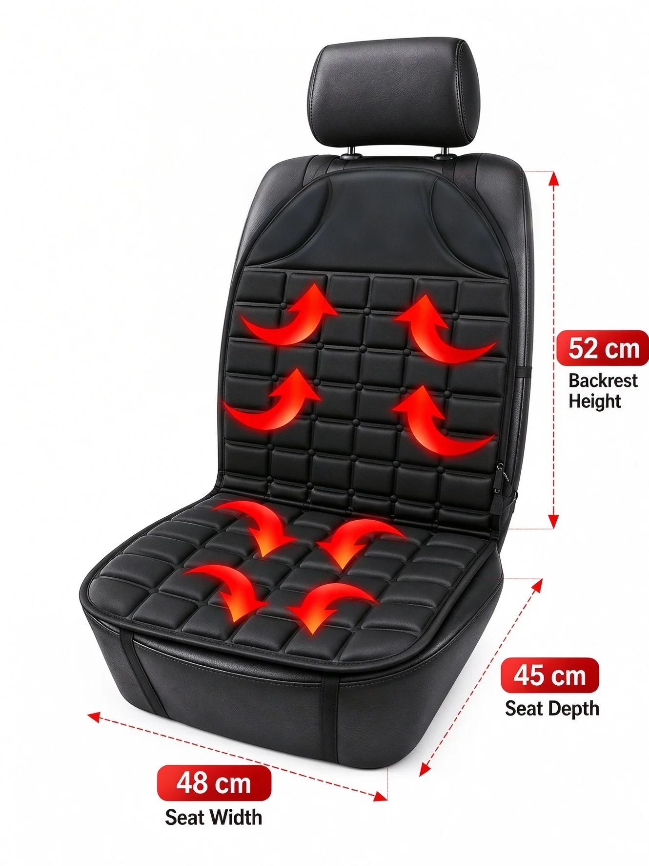 12V Heated Car Seat Cover Universal Winter Car Seat Heating Cushion Fast Warm 2 Temperature Levels Overheat Protection Cigarette