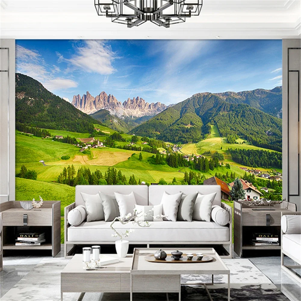 Custom Prairie natural scenery wallpaper hotel bedroom decoration pastoral mural wallpapers for living room sofa TV background