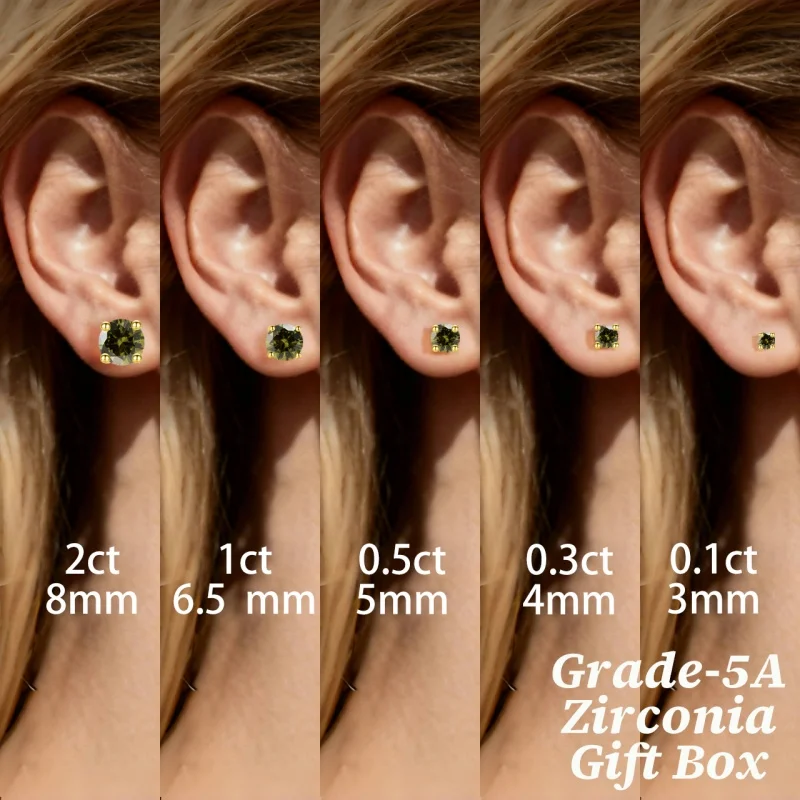 LAMVOICE Schmuck für Damen/Ohrstecker mit 0,2–4 Karat olivfarbenem Zirkonia, hypoallergene Ohrringe, Weihnachtsgeschenk für Damen