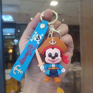 애니메이션 디즈니 키 체인 새로운 해적 시리즈 미키 구피 & 스티치 인형 키 체인 장식품 자동차 펜던트 어린이 장난감 선물 크리스마스 선물 10 최고의 판매 해적 키 체인 -80