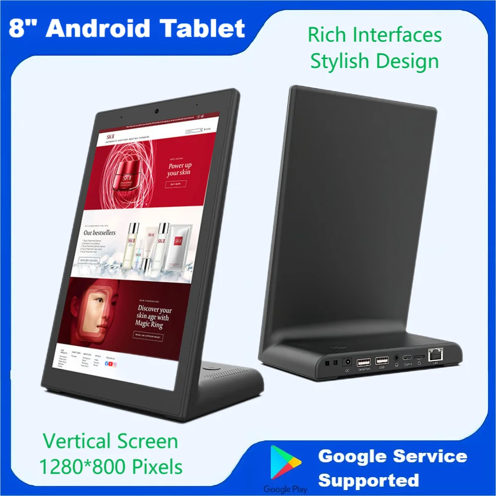 Cheap 8 Inch Vertical Touch Screen Tablet Restaurant CDS Customer Ordering Desktop POS Android PC with Camera Self Order Display