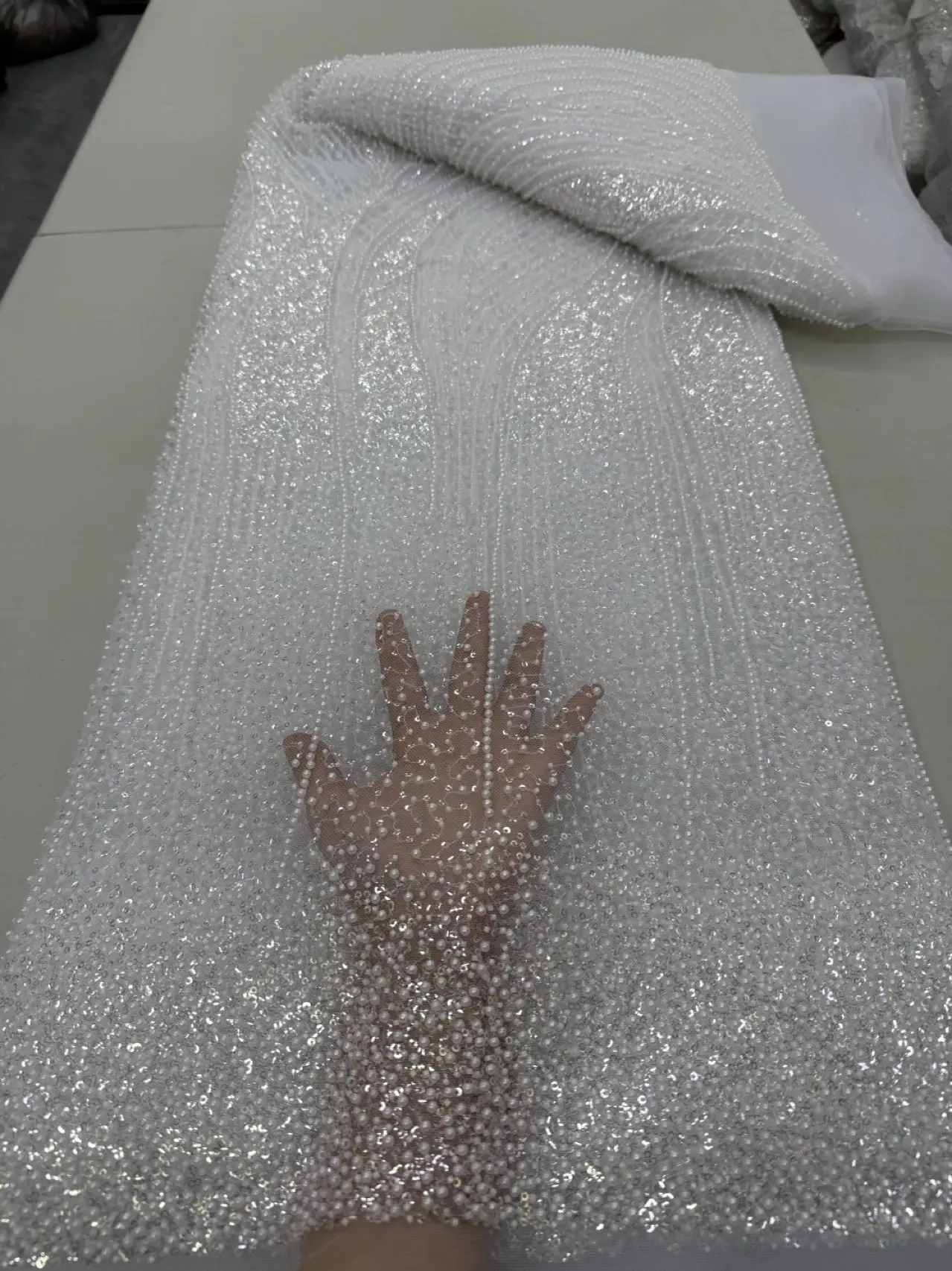 Africa Nigerian Beaded French Mesh Lace With Sequins High Quality 2025 Embroidery Lace Sequins Lace For Wedding Dresses Women