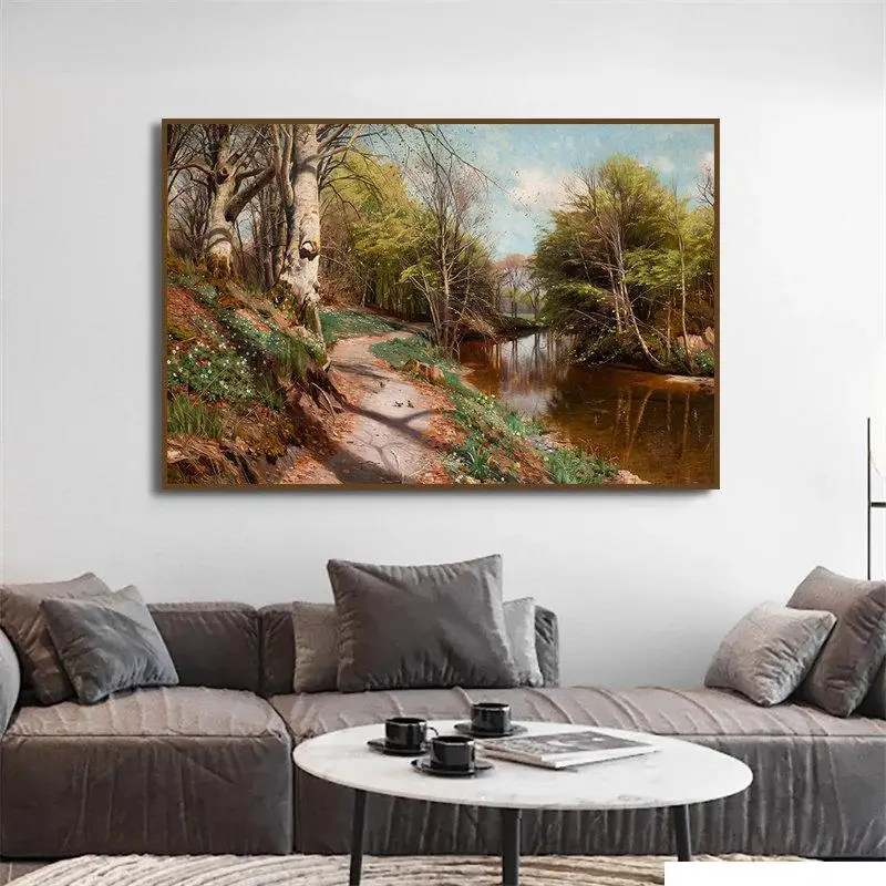 Natural Scenery Oil Painting on Canvas Rural Sunset Sea Landscape Posters Prints Wheat Field Wall Art Picture Room Home Decor