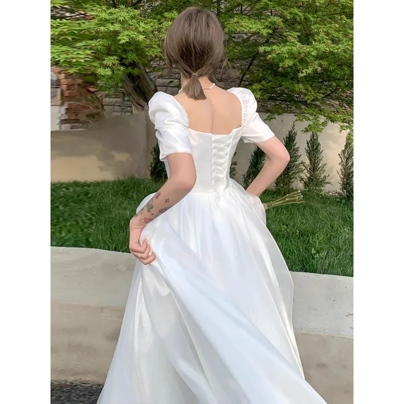 Светло-белые свадебные платья 2025 Новые простые корейские романтические дорожные свадебные платья Свадебные платья для стрельбы Платье для выпускного вечера