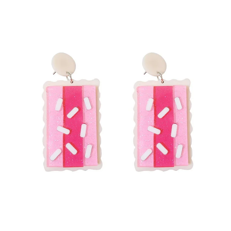 Cute Earrings For Women Cartoon Drop Earrings Gift Ice Cream Biscuit Lemon Avocado Pizza Strawberry Pitaya