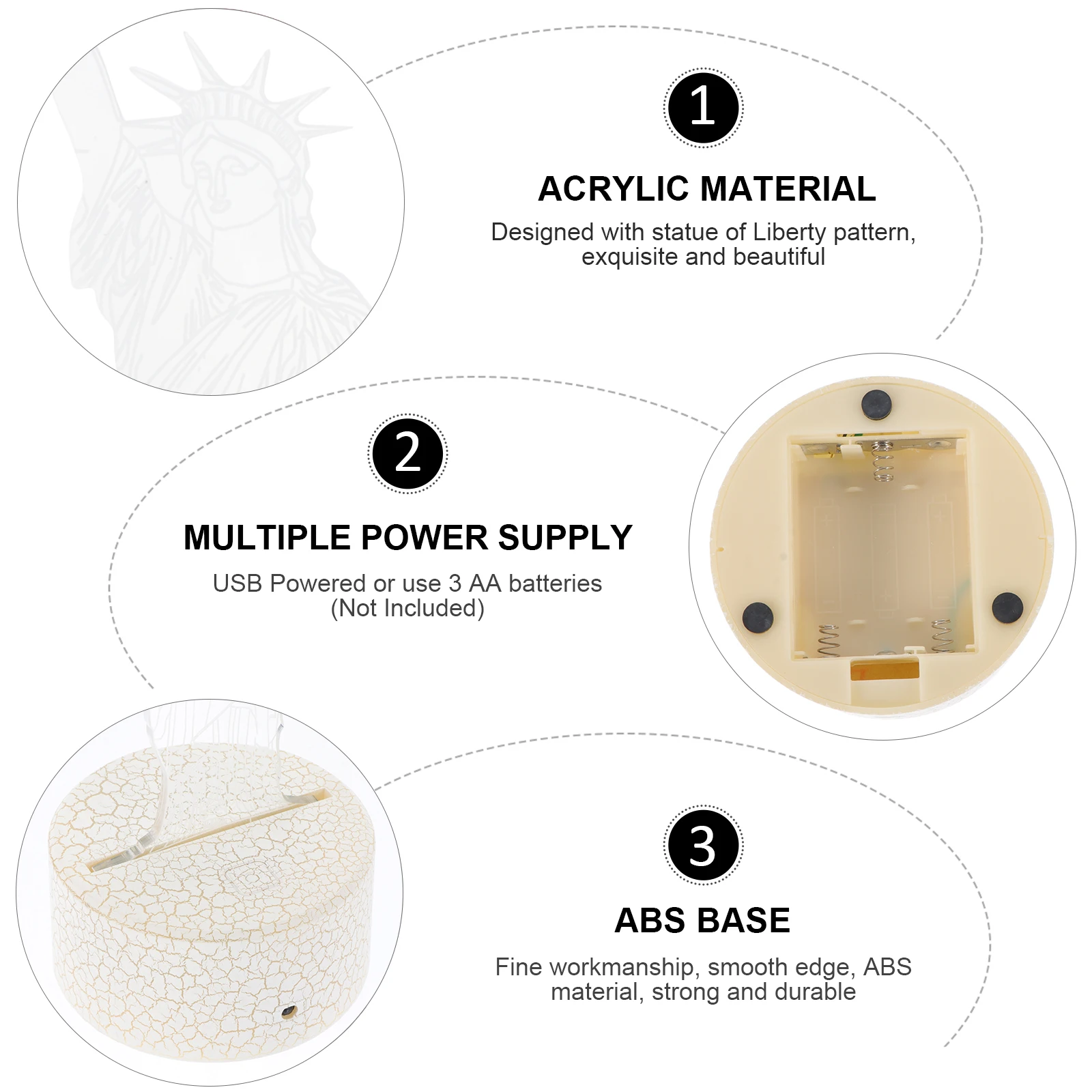 LED kleine tafellamp 3D Touch USB opladen veelkleurig vrijheidsbeeld nachtlampje voor slaapkamer woonkamer decor