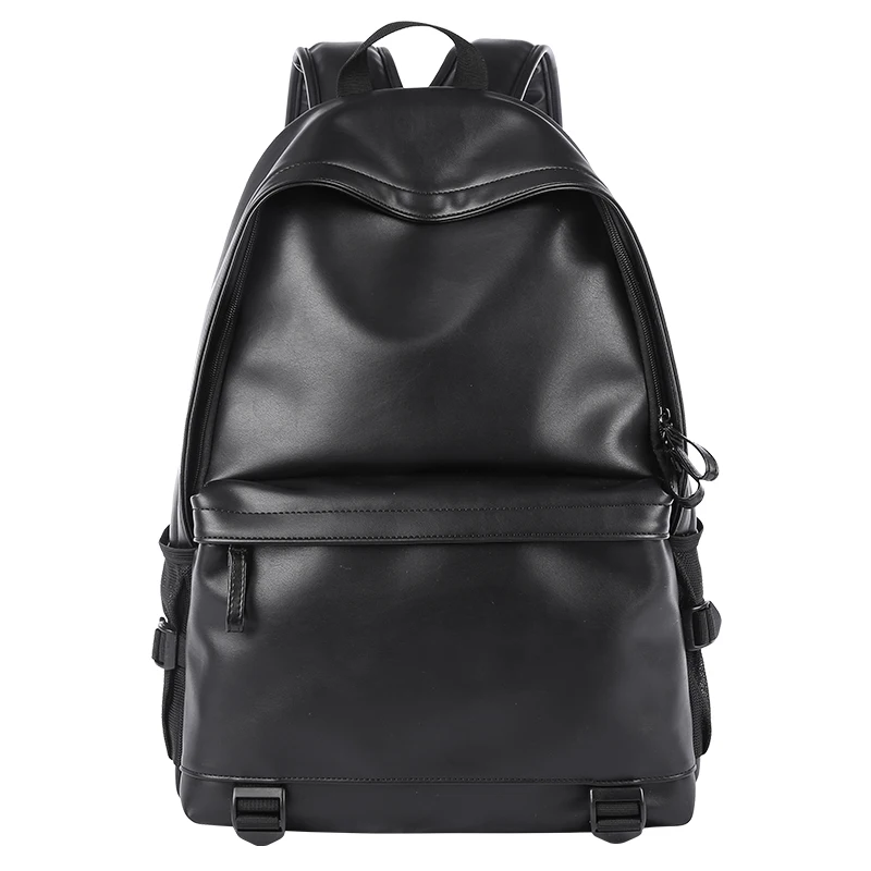 Large Black Leather Backpack Wear-resistant for Men Business Travel Waterproof Daypack Stylish PVC 16 Inch Laptop Backpack