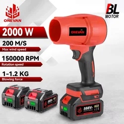 브러시리스 전기 송풍기 터보 제트 선풍기, 강력한 자동차 건조기, 마키타 18V 배터리용 핸드헬드 먼지 블로잉 도구, 2000W, 200 M/S