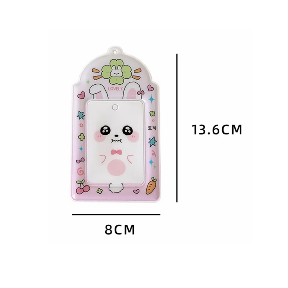 การ์ตูนกระต่ายชุดสัตว์ Hollow 3 นิ้วสาวน่ารัก Photo Card นักเรียนรถบัส ID Card Case