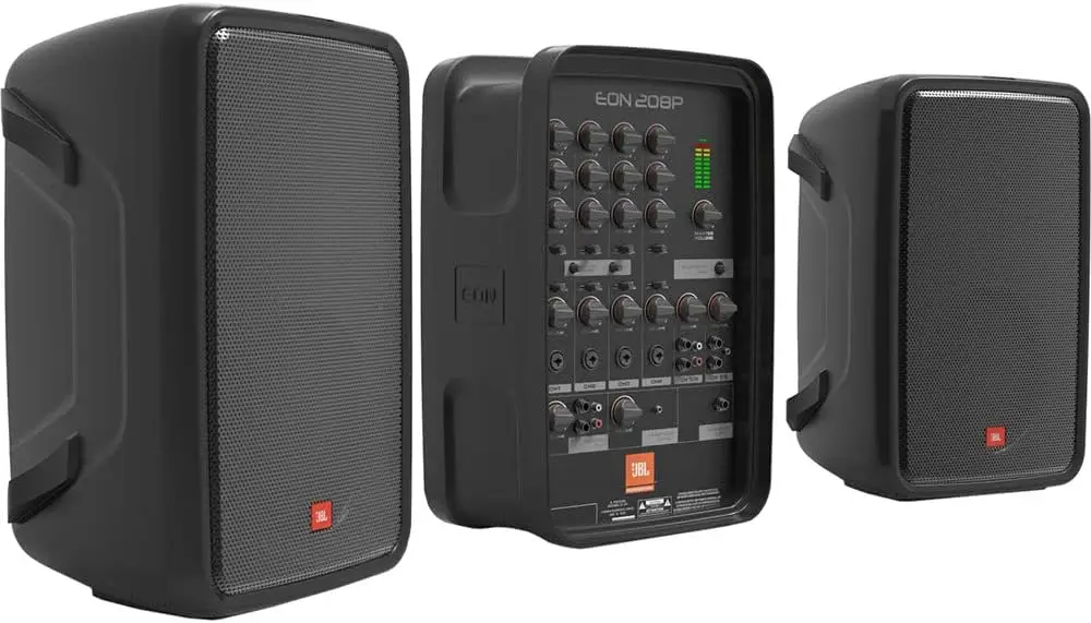 Portable All-in-One 2-Way PA System Bundle with Auray SS-47S-PB Speaker Stand with Carrying Case, Vocal Microphone