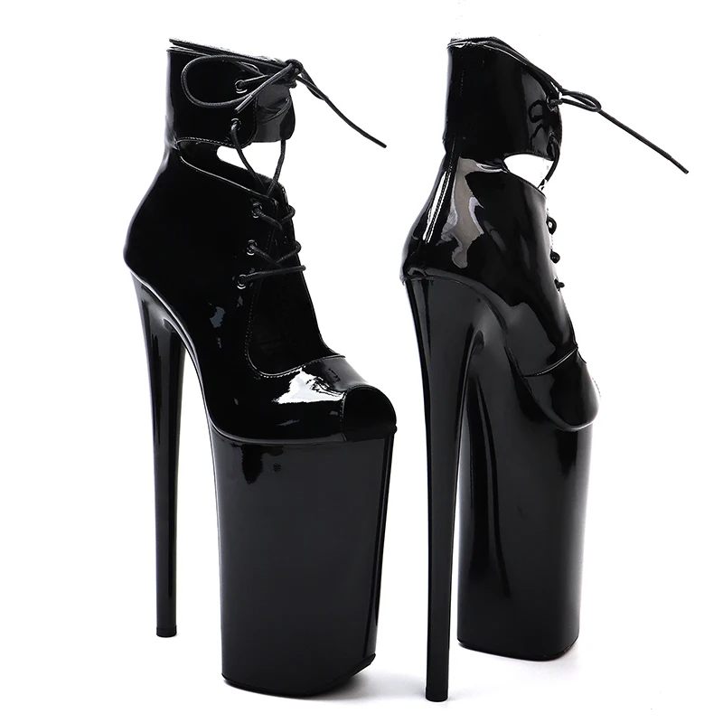 Leecabe  26CM/10inches  PU Upper Trendy fashion small open toe High Heel platform party stripper heels Pole Dance boots
