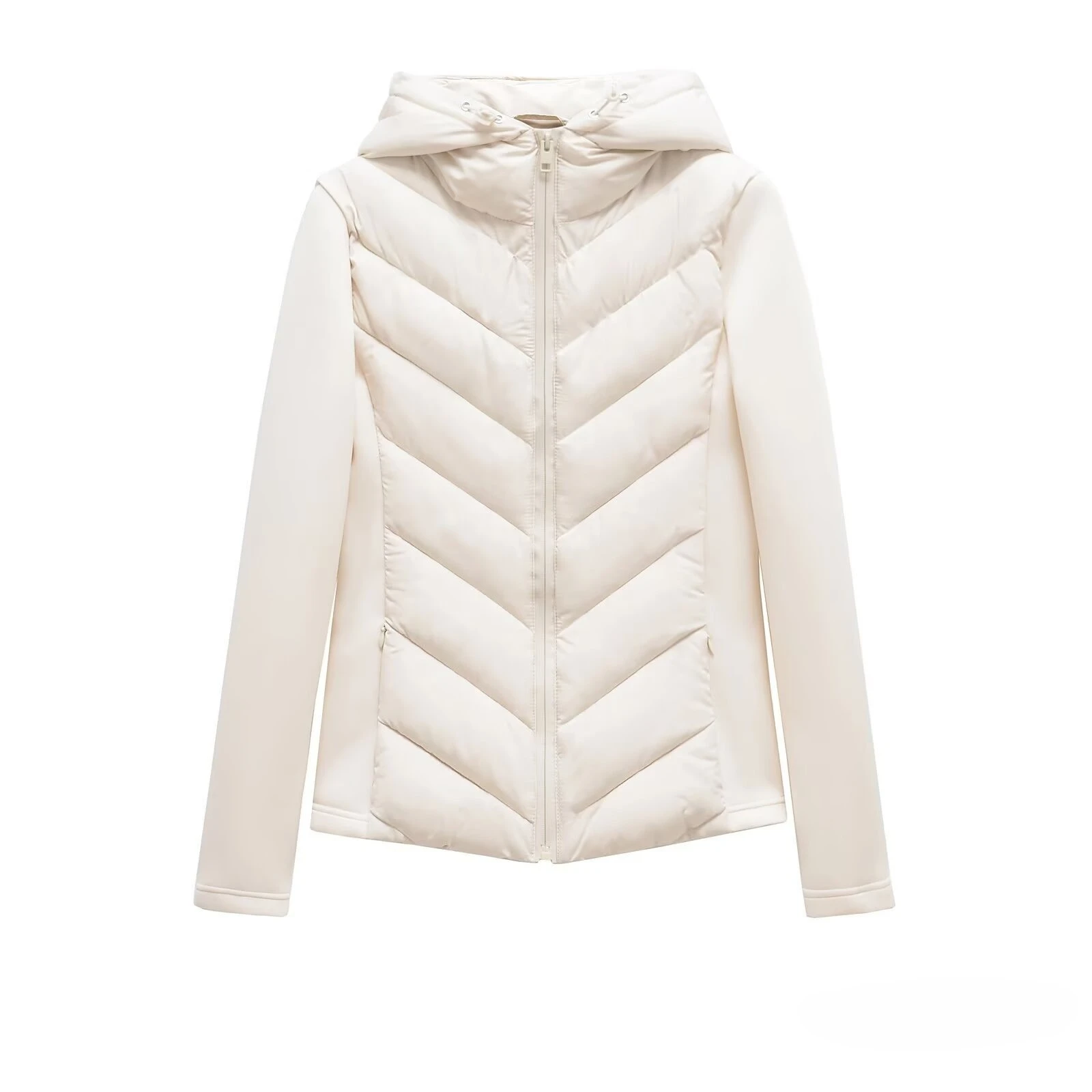 

2025 Women's Slim Fit Hooded Puffer Jacket Long Sleeve Bodycon Winter Coat Minimalist Style