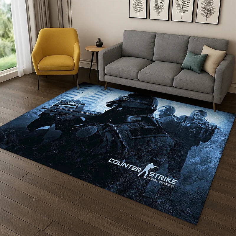 Counter Strike CS GO Game Gamer Carpet Rug for Bedroom Living Room Sofa Playroom Doormat Home Decor,Kid play Area Rug Non-slip