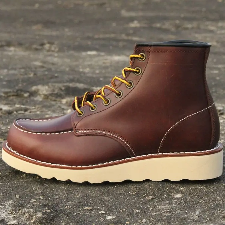 

Retro High-Top Work Boots Couple Sle Genuine Leather Motorcycle Boots American Sle Breathable All-Season oes