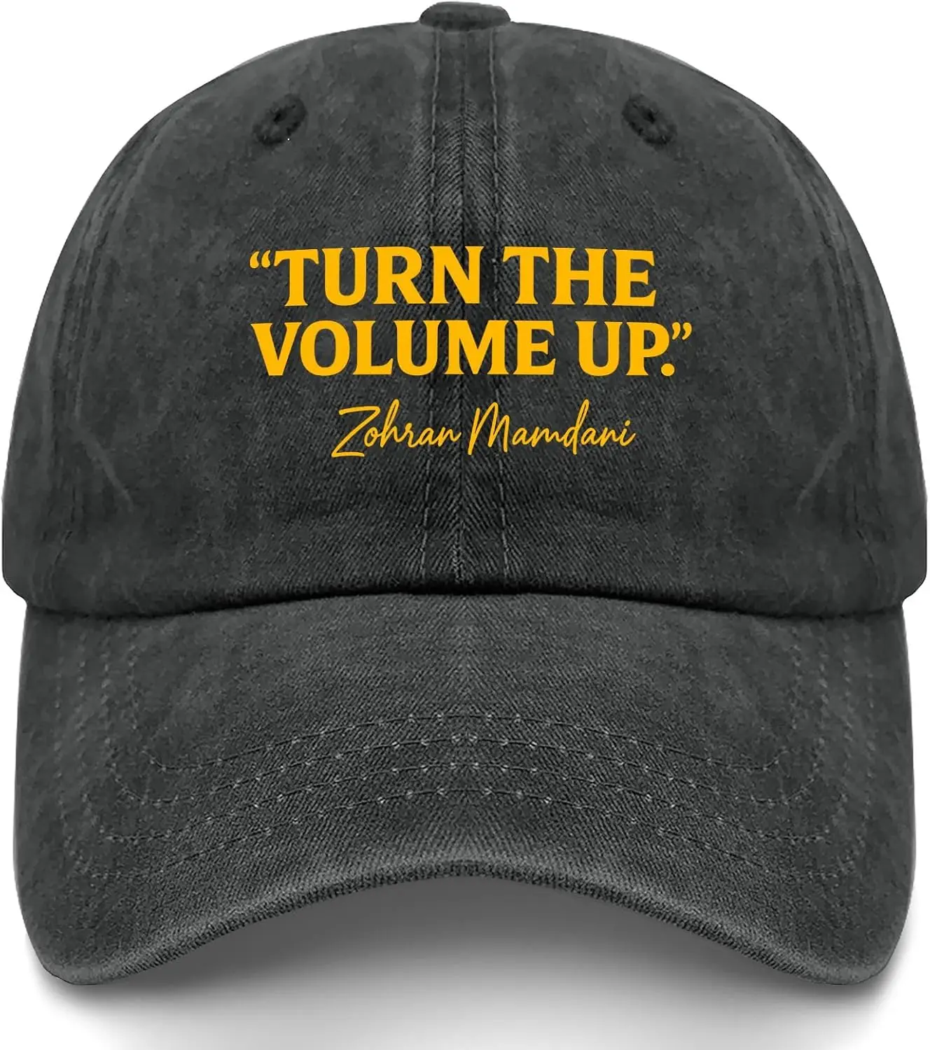 Turns The Volume Up Mamdani Hat for Women Low Profile Washed Distressed