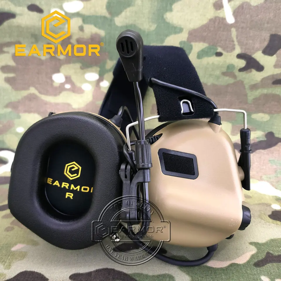 EARMOR-auriculares tácticos M32 MOD4 TAN, protección auditiva, orejeras de tiro con micrófono, amplificación de sonido