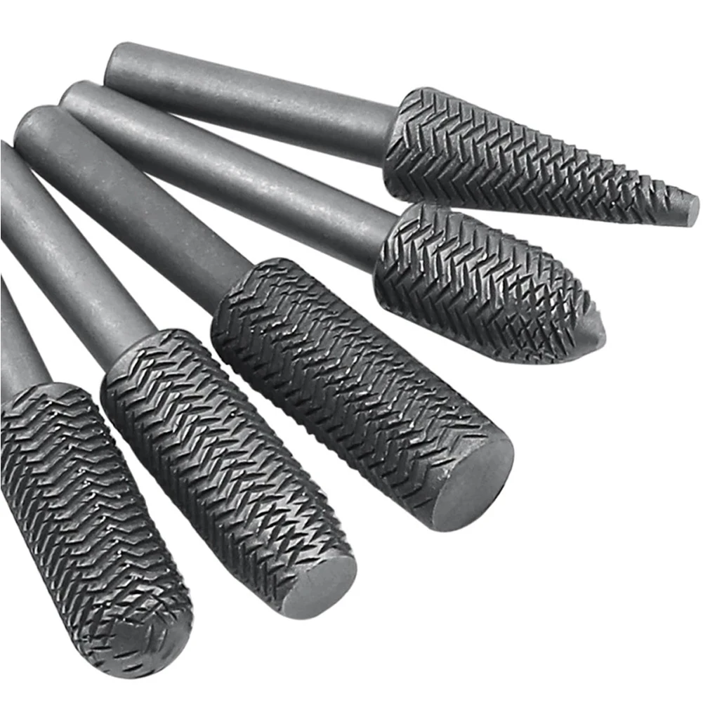 5pcs/set Embossed Steel File Electric Grinding Head Soft Metal Grinding Burr Reaming Rotary Rasp File Special-shaped File