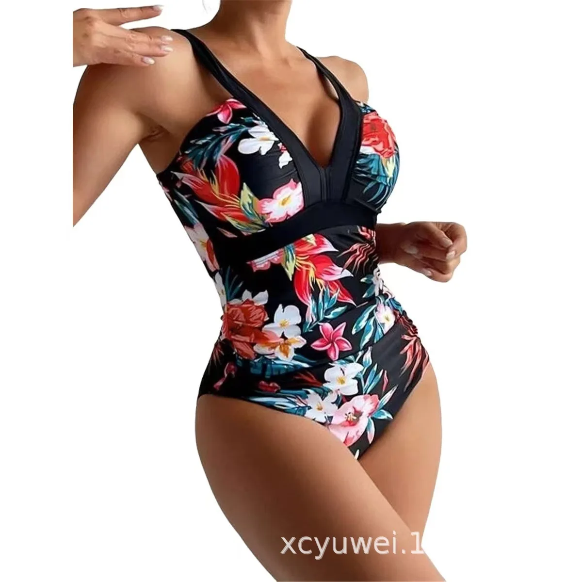 

Sexy One Piece Swimsuit European Vintage Floral One Piece Swimsuit High Waist Tummy One Piece Swimsuit Beach Cutout Monokini