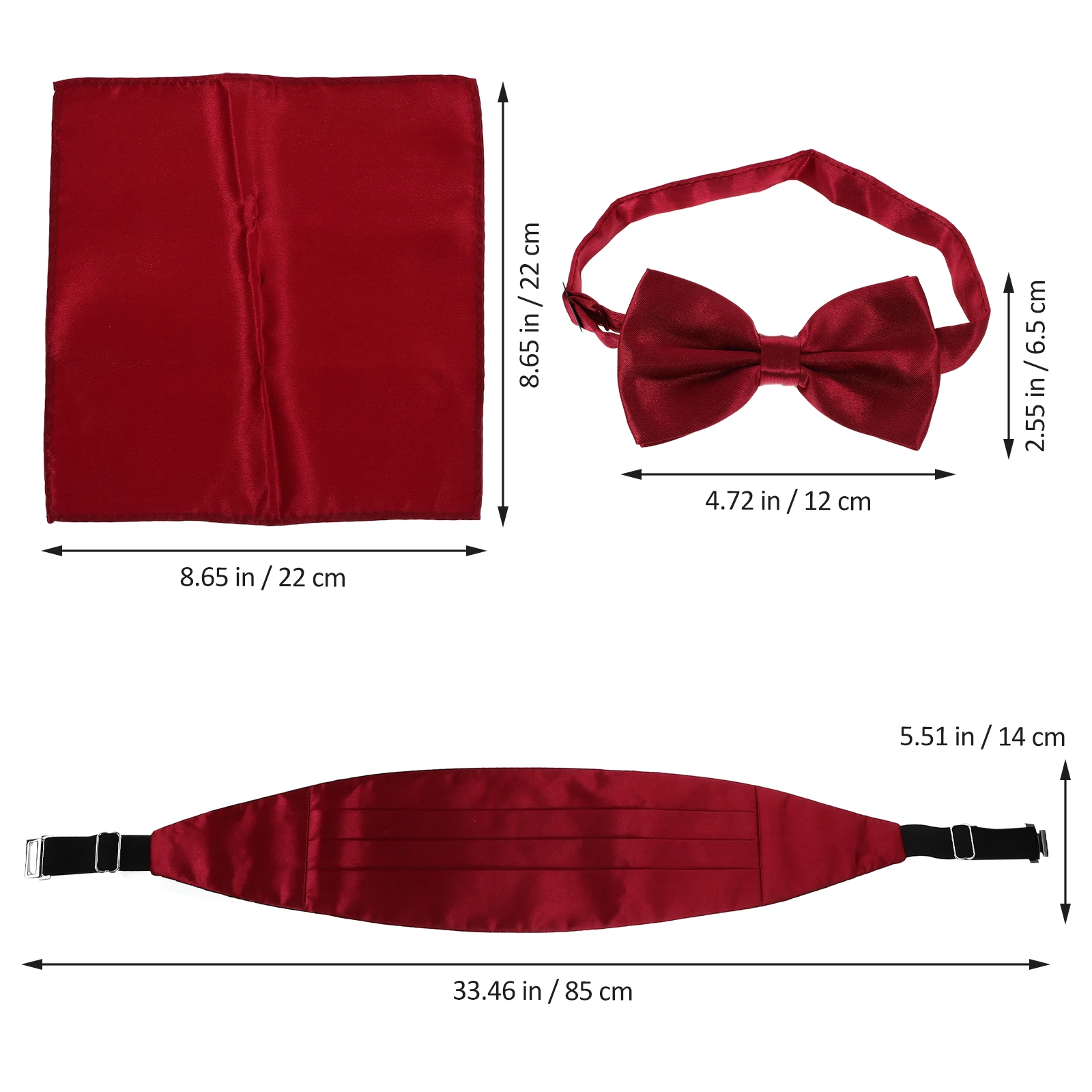 

Men Cummerbund Smooth Cummerbund Tie Set Polyester Smooth Ties H kerchief Square Formal Wear Adjustable Elegant