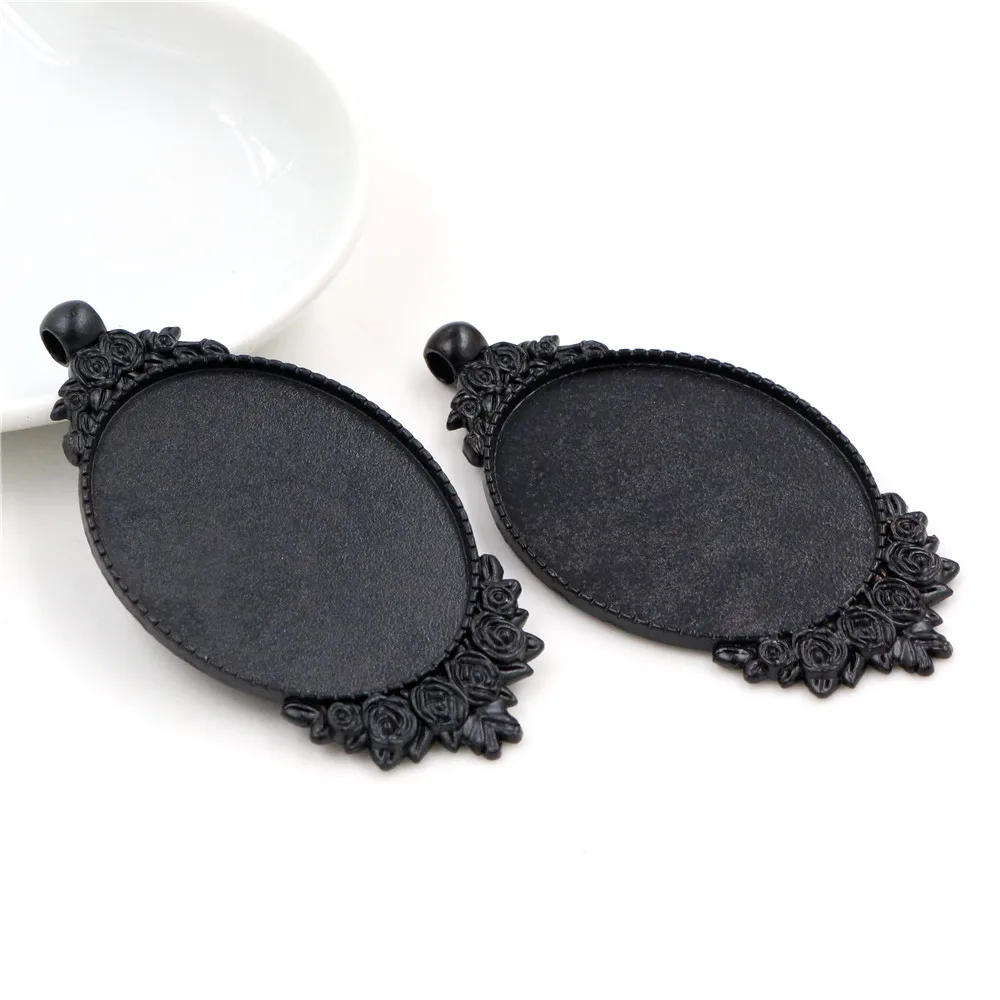 New Fashion 5pcs 30x40mm Inner Size 4 Colors Flowers Style Cabochon Base Setting Charms Pendant