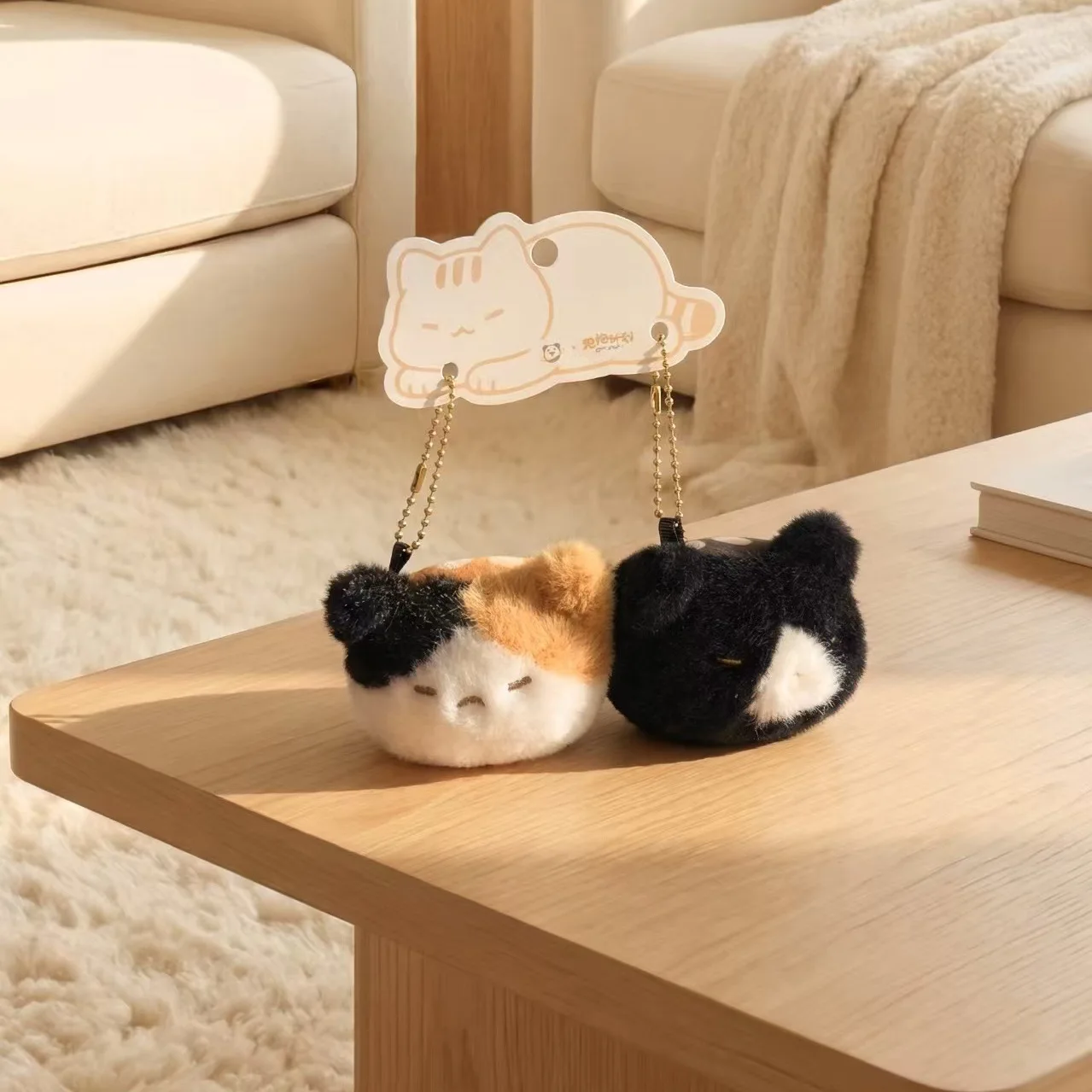 Cute Cat Doll Plush Toy Bag Hanging Magnet - Adorable Cat CP Keychain Three-colored Cat Keychain view 3
