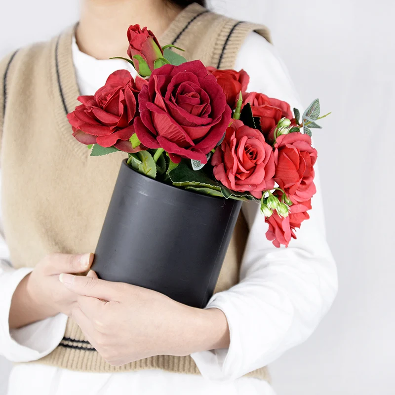 Blumenkasten, Geschenkverpackung, tragbar, rund, klein, Umarmungseimer, Aufbewahrung, Blumenverpackung, Blumenstrauß, Karton, Süßigkeiten, Tag, Mutter, Rose – Detail 6