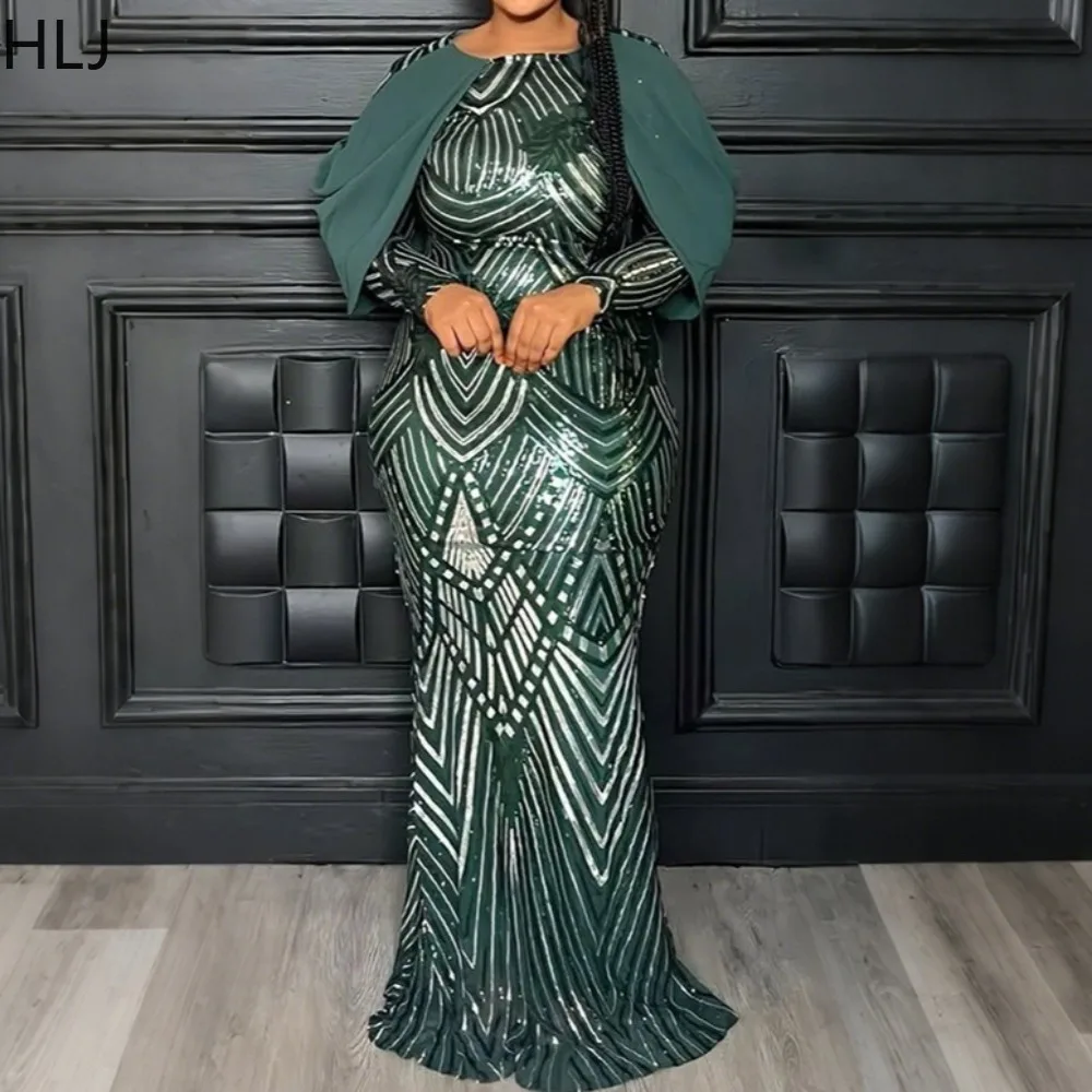 

HLJ Winter New Sexy Sequin Patchwork Bodycon Dresses Women Stripe Sparkling Long Sleeves Dress Female Streetwear Vestidos 2025