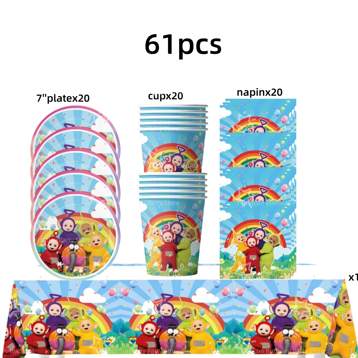 Tinky Winky Verjaardagsfeestje Decoratie Antennababy Po Wegwerp servies Tafelkleed Bord Beker servet Kinderfeestje Gunsten Benodigdheden
