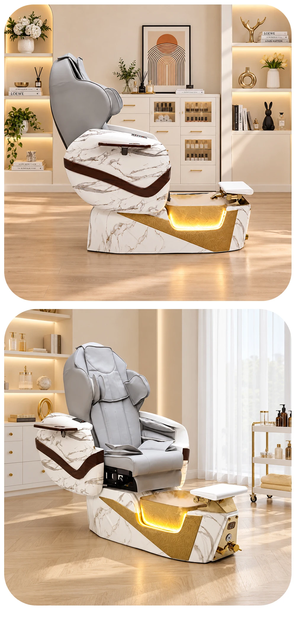 Luxuriöser Pediküre-Stuhl für Nagelstudios, mit elektrischer Rückenmassage, ausgestattet mit Surfpumpe und Abflusspumpe, individuell anpassbar. – Detail 13
