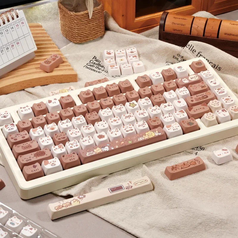 

Колпачки для клавиш Maorbeng Cocoa Cat на заказ, профиль PBT MAO, сублимационная краска, колпачок для ключей с милым мультяшным аниме-точечным ключом для игровых геймеров, подарок