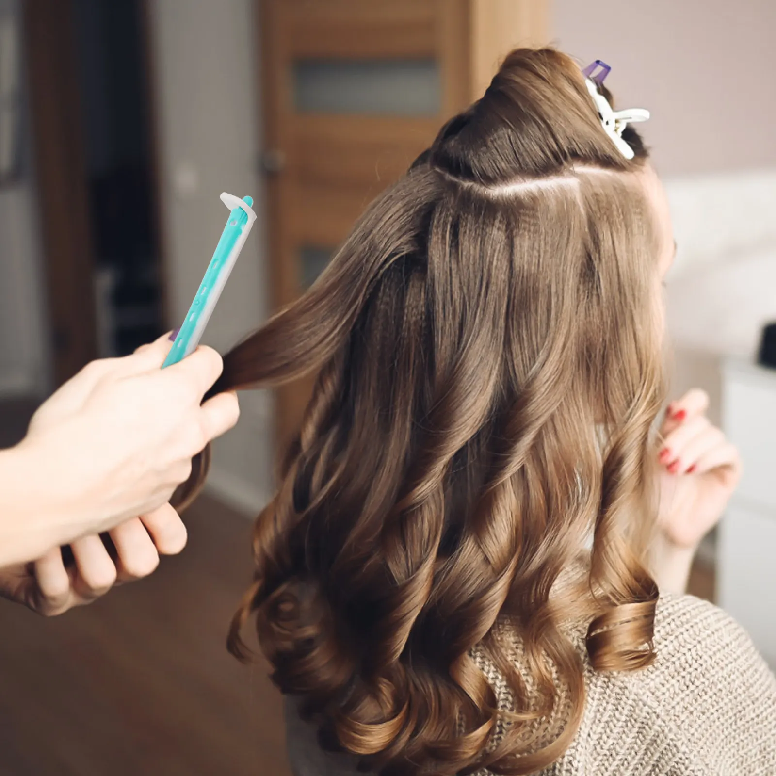 

12Pcs Curling Perm Rod Set Portable Hair Rollers Lightweight Hair Curlers for Women No Heat Curls Styling Kit Perm Rods