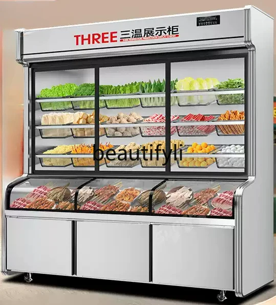 

Dishes Display Cabinet Refrigerated and Fresh BBQ Restaurant Three Temperature Freezer