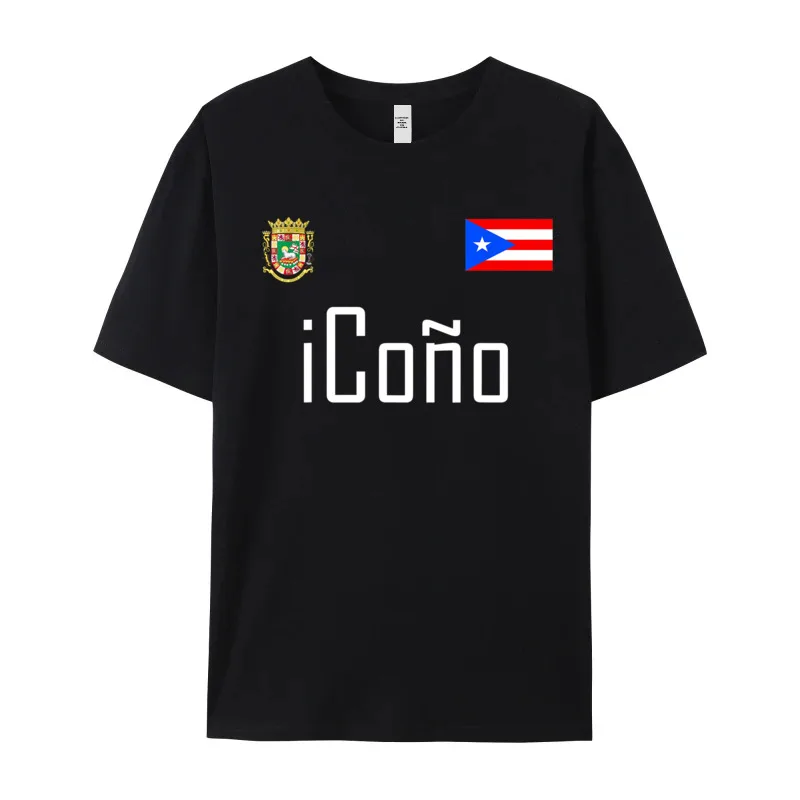 Tops & Tees Tees ICONO SHIRT PUERTO RICO Funny Labor Day Short Sleeve Combed cotton Crewneck Women's T-Shirt Printed Hip Hop