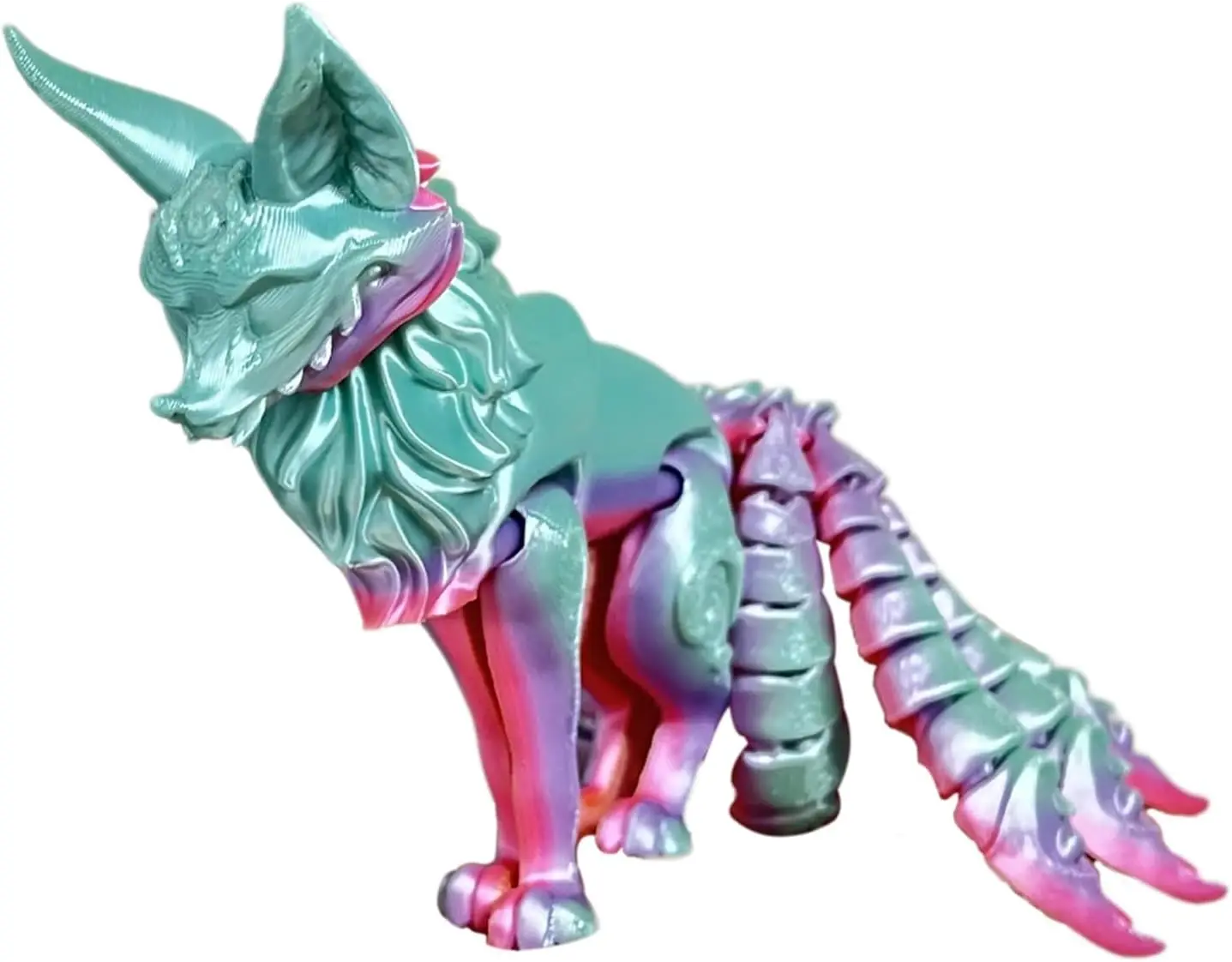 

3D Printed Fox Toy, 18cm Stress Relief Nine-Tailed Action Figure Multi-Jointed Movable Fox Model Articulated Animal Figurine