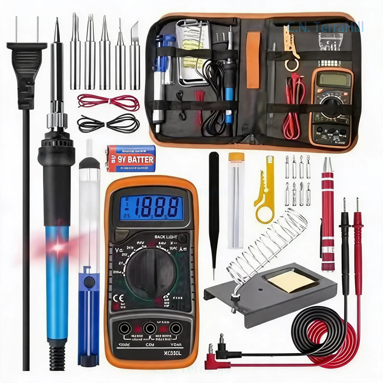 Diy Electronics Repair Kit - Electric Soldering Iron Kit with Multimeter,