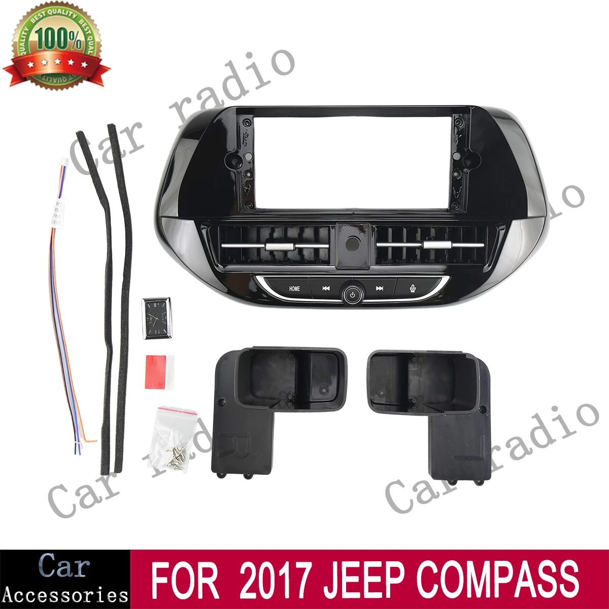 Pour JEEP COMPASS 2017 – Autoradio Android 12,3 pouces avec cadre, lecteur stéréo, unité centrale, panneau de façade et cache de tableau de bord