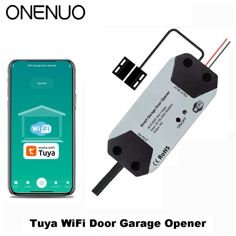 

WiFi Switch Smart Garage Door Opener Controller Work With Alexa Echo Google Home SmartLife/Tuya APP Control No Hub Require
