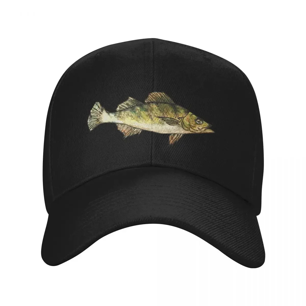 2026 Yellow Perch Fish Drawing- Dark Green Baseball Cap Luxury Man Hat Trucker Hat Golf Hat Man Caps Male Women's