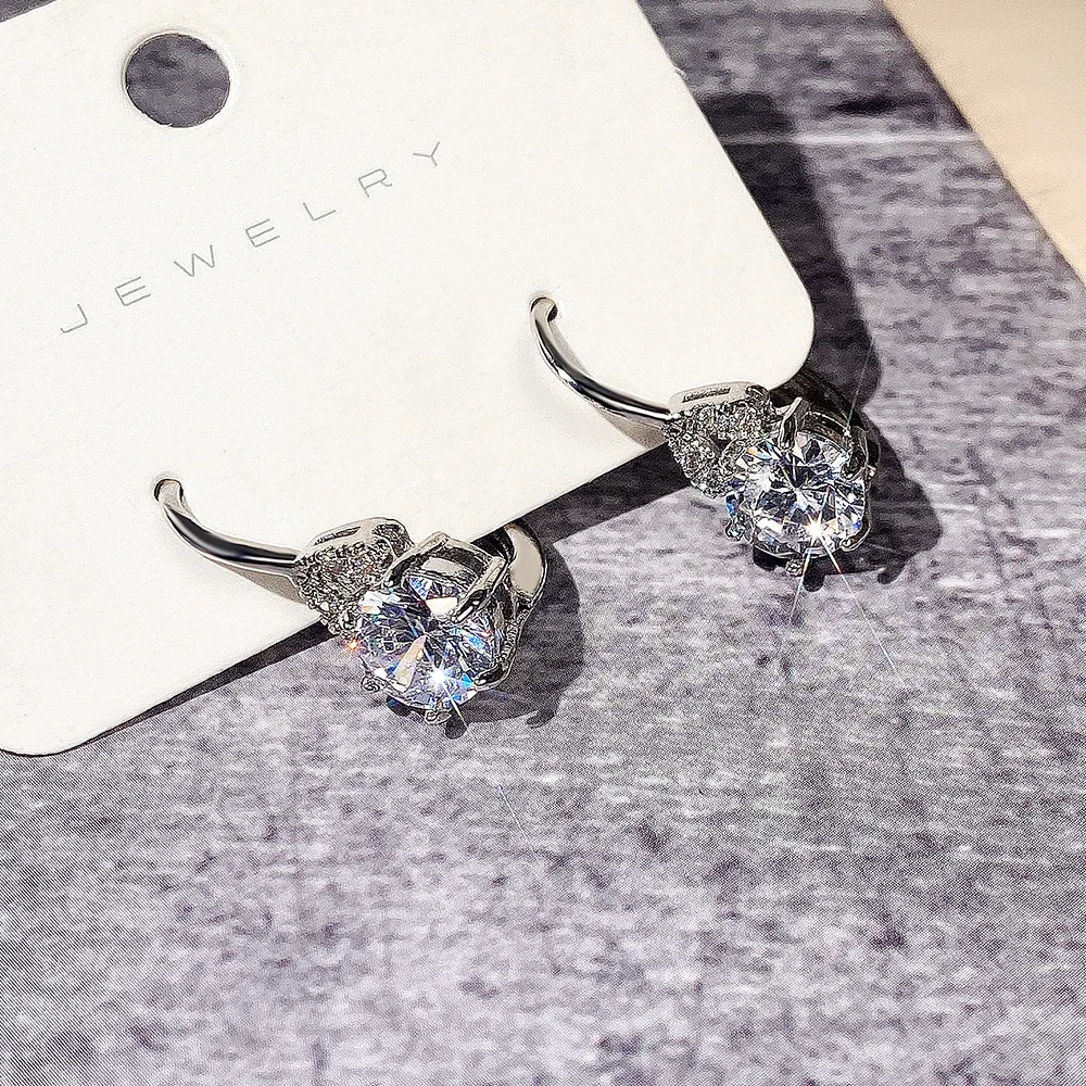 Diseño de Zirconia Redonda, Elegante y Moderno Pendiente de Oreja, para Novia, para Banquete, Accesorios Personalizados de Alta Gama