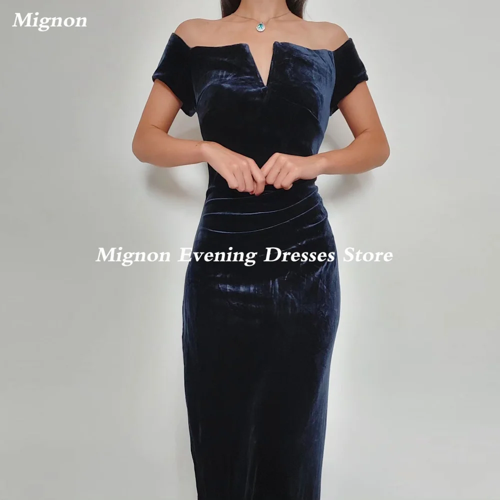 

Mignon Velour Mermaid V-neck Pleats Formal Prom Gown Ankle Length luxury Evening Formal Elegant Party Dress for Women 2023