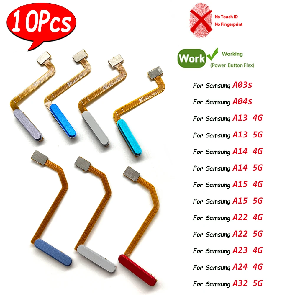 

10 шт., для Samsung A12 A15 A24 A14 A32 A22 A23 A13 4G 5G A03S, кнопка питания домашнего возврата, кнопка меню без датчика отпечатков пальцев, гибкая