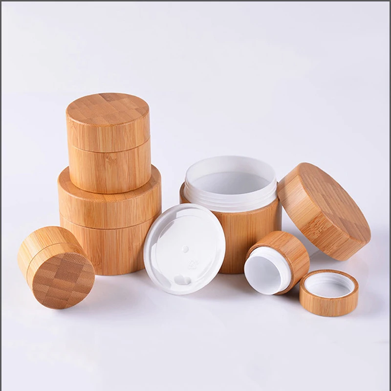 

5g 10g 20g 30g Bamboo Portable Round Bottle Cream Jar Nail Art Mask Cream Refillable Empty Cosmetic Makeup Container Storage Box