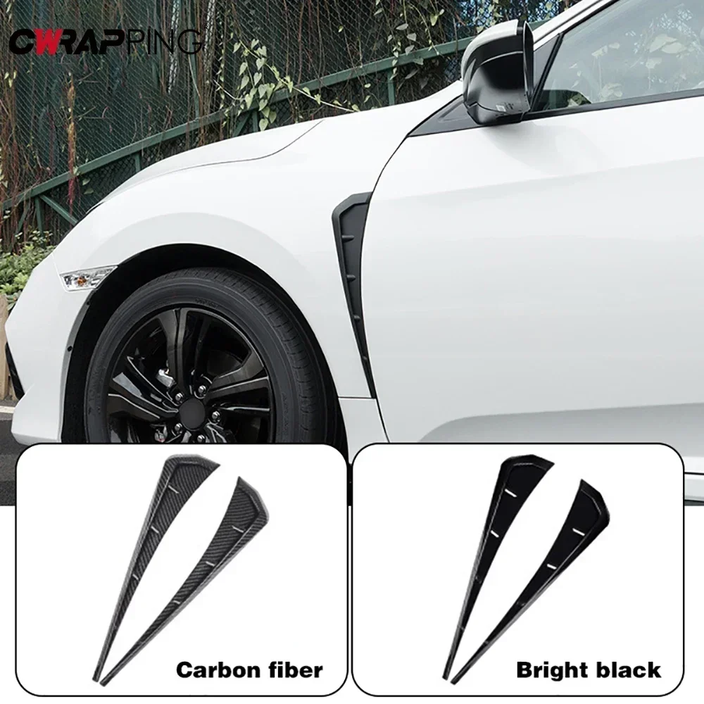 

2PCS Car Side Fender Spoiler Wind Knife Side ABS Plastic Carbon Fiber Air Vent Decorative Side Gill for Honda Civic Tuning Decor