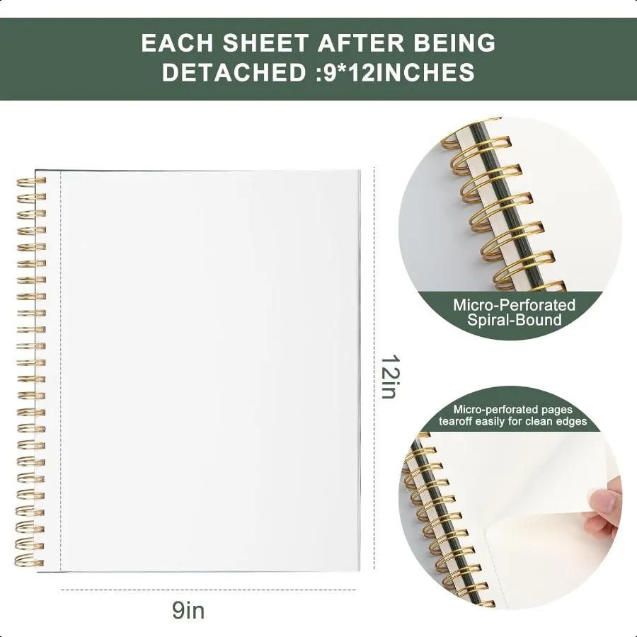 9x12 كتاب رسم 100 ورقة دوامة ملزمة كراسة الرسم الفنية مع جيوب 68lb 100gsm حمض الحرة الفنان رسم الوسادة ورقة اللوحة