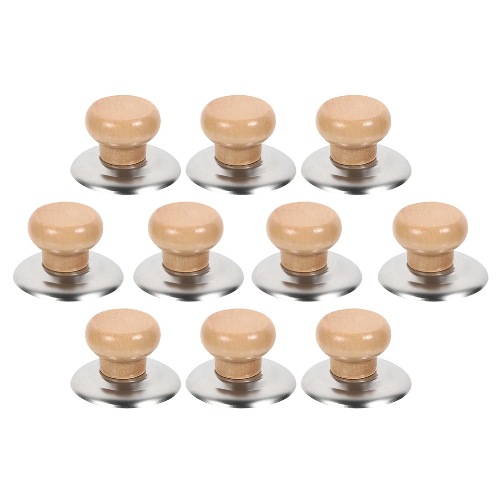 

10 Sets Pot Lid H Kettle Knob Replacement Parts Cooking Utensils Stainless Steel Wood Material Universal Fit Safe Practical