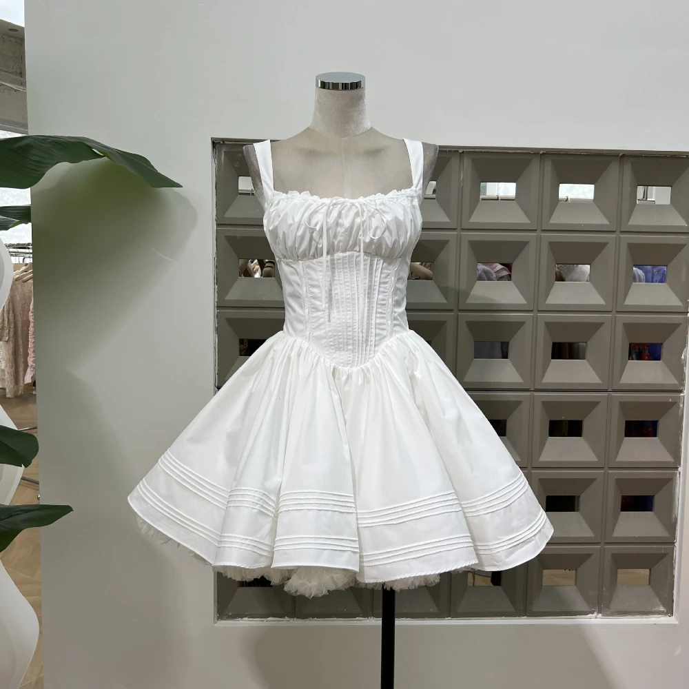 Zomer A-lijn Damesjurken Vierkante Hals Mouwloos Hoge Taille Designer Jurk Damesmode Sexy Party Vrouwen 2025, Nieuwe Stijl