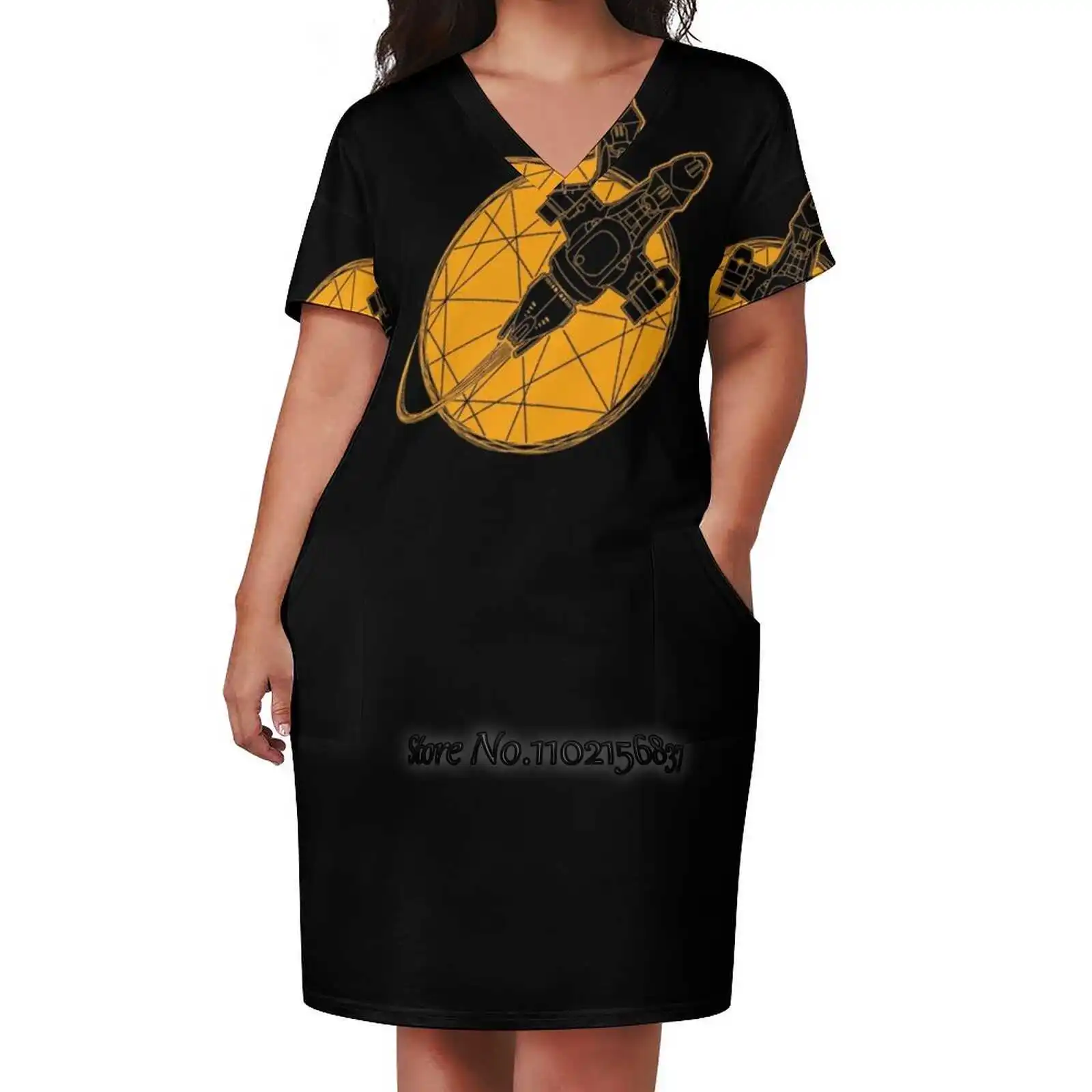 Elegant Fashion V-Neck A-Line Skirt Comfortable High Quality Women Clothing Dress Vector Yanmos Space Geek Serenity Firefly