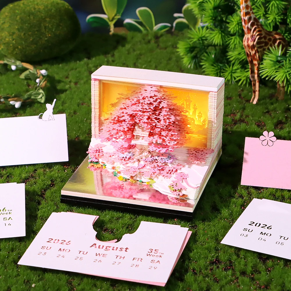 Paper Sculpture Tree House With Lights Design Unique Personalized Desktop Decoration For School Home/Office
