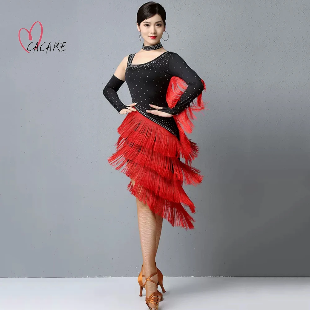 

CACARE Latin Dance Dress Modern Dance Wear Suit Costume Woman Latino Women's Dress Latin Dance Practice Clothes Samba D0435